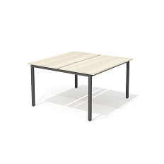 WM-3 + WM-3 + WM-3-02 Стол сдвоенный на металлокаркасе Work дуб Сонома светлый