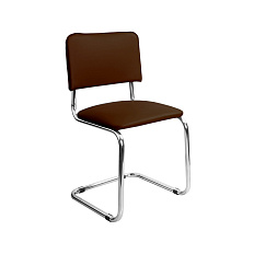 СИЛЬВИЯ Стул иск. кожа, полозья хром обивка коричневый V-34, каркас хром