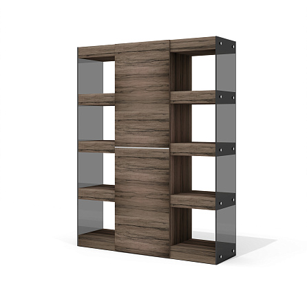 GS-8 Шкаф 144х42х185 Глазго / Glass.Go лимба тёмная/стекло тонированное