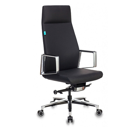 JONS Кресло кожа+к/з, крестовина алюминий обивка черный, ID1120263