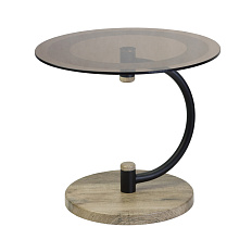 Дуэт-13Н Стол журнальный черный/дуб крымский состаренный/стекло тонированное