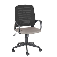 Ирис Кресло ткань,крест.пластик,механизм пиастра сиденье серый TW-12,спинка W-черн,каркас черный