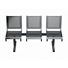 СП1.103 Секция неразборная из 3-х стульев СП1,проект НМЗО.12.08-03(Кв,сварная) серебр.-серый,RAL7001