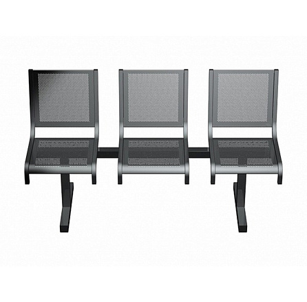 СП1.103 Секция неразборная из 3-х стульев СП1,проект НМЗО.12.08-03(Кв,сварная) серебр.-серый,RAL7001