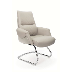 AR-C107A-V Кресло кожа+экокожа, полозья хром обивка светло-серый PW906/K61-1