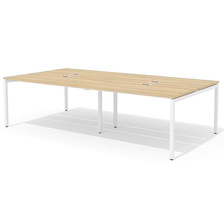 RM-3.1 (x4) + F-53 Двойная группа сдвоенного стола прямого с люком на металлокаркасе Rio Project швейцарский вяз / белый