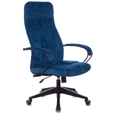 CH-608 Fabric Кресло ткань,крестовина пластик обивка синий Velvet 29, каркас черный, ID1654359