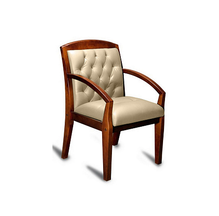 Congress lux  Стул кожа, каркас дерево обивка бежевый, подлокотники темный орех
