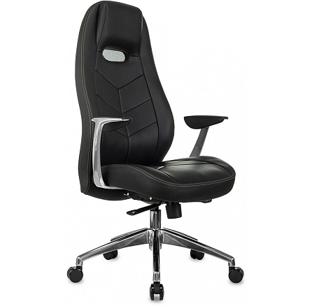 ZEN Кресло кожа+к/з, крестовина обивка черный black, каркас хром ID 375554