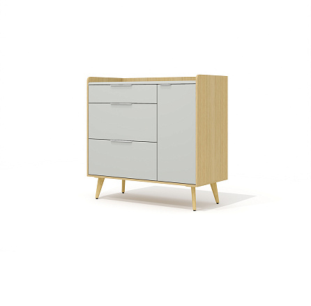 REM-36 Греденция 121x55x115,8 Remo серый софт/дуб Сорано