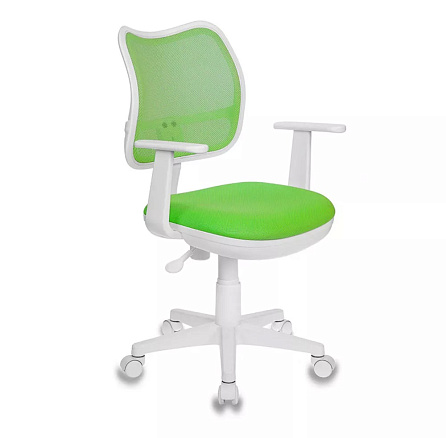 CH-W797 Кресло сетка/ткань, пластик обивка салатовый TW-03A/TW-18, каркас белый ID 664136