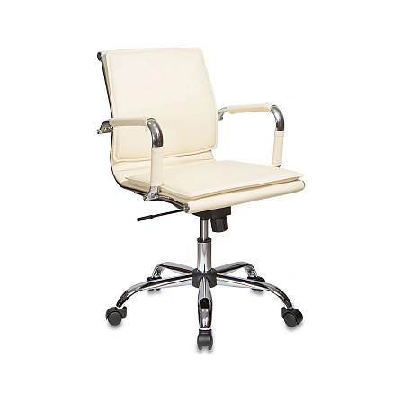 CH-993-Low Кресло для руководителей экокожа слоновая кость ivory, крестовина хром, ID664071