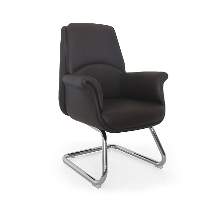 MB-678BS Кресло кожа/экокожа, полозья хром, матов. темно-коричневый K38/PU03