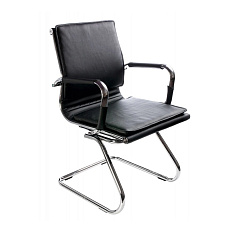 CH-993-Low-V Кресло экокожа, полозья обивка черный black, каркас хром ID 664073