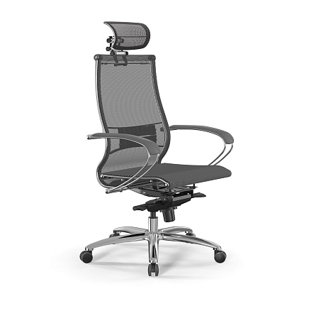 S-2 Samurai Кресло сетка/экокожа  Infinity Easy Clean, обивка серый 555.2.15.49