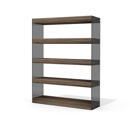 GS-6 Стеллаж 144х40х185 Глазго / Glass.Go лимба тёмная/стекло тонированное