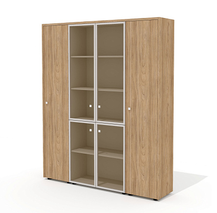 Шкаф для документов со стеклом (комплектация 45) 163,6х37х200,8  Рио Директ / Rio Direct вяз швейцар