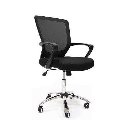 RT-008 Кресло сетка, крестовина хром, Топ Ган обивка черный