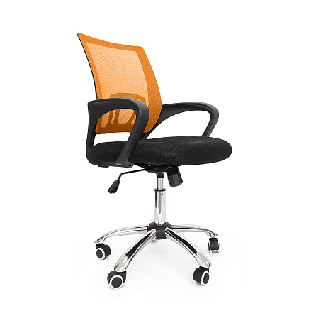 RT-696 Кресло сетка, крестовина хром, ТопГан обивка оранжевый