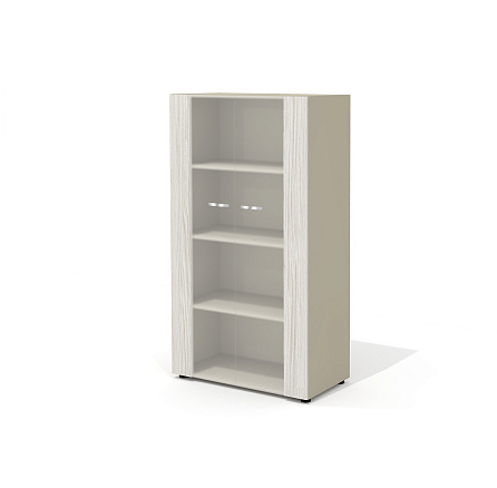 NT-43 Шкаф  88x46x164,5 Ньютон / New.Tone дуб серебристый шпон (Италия) /стекло матовое
