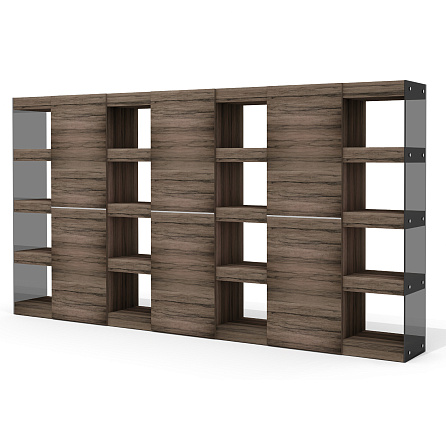 GS-7 + GS-8 + GS-9 Шкаф-гардероб Глазго лимба темная / стекло тонированное