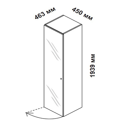 156925 Шкаф для кабинета высокий со стеклянной дверцей и замком, левосторонний Enosi Белый LS (68)