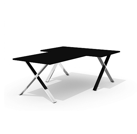 KVS-160k+KVS-8K Cтол руководителя с брифингом на м/к 160x210x75 Квинс Слим / Kvins Slim черный/полир