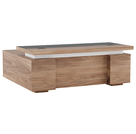 19010106 Стол для руководителя 200x180x76 LIVERPOOL 200*90/180*76 орех бренди