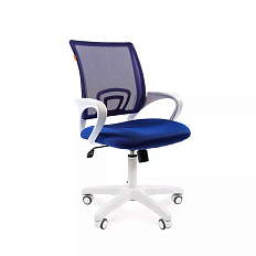 696 White Кресло сетка/ткань, крестовина пластик обивка синий TW-05/TW-10, каркас белый, 07014839