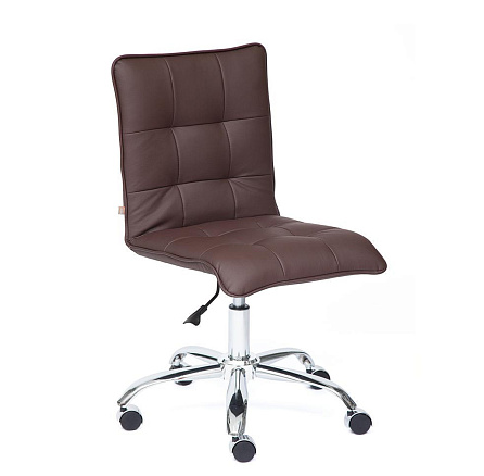 ZERO Кресло иск. кожа, крестовина хром обивка коричневый 36-36, каркас хром, код 12247