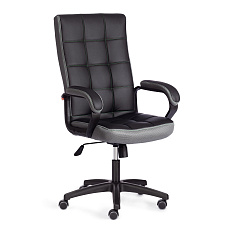 TRENDY (22) Кресло иск.кожа/ткань, черный/серый, 36-6/12, крестовина пласт. черный, код 19515