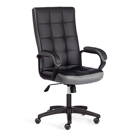 TRENDY (22) Кресло иск.кожа/ткань, черный/серый, 36-6/12, крестовина пласт. черный, код 19515