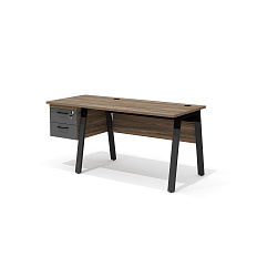 LM-11L + LF-4 Стол прямой с подвесной тумбой на МК Line Делиос/антрацит