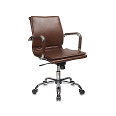 CH-993-Low Кресло для руководителей экокожа коричневый brown, крестовина хром, ID664069