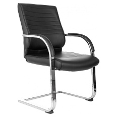 T-8010-LOW-V Кресло экокожа, полозья хром обивка черный, ID 1075605