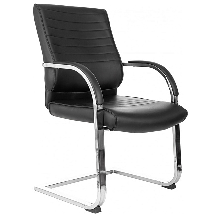 T-8010-LOW-V Кресло экокожа, полозья хром обивка черный, ID 1075605