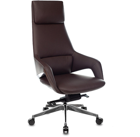 DAO-2 Кресло с подголов. кожа+к/з, крестовина алюминий обивка коричневый ID1446134