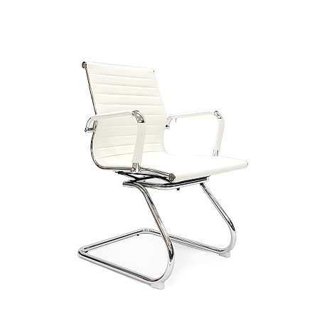 RT-04S Кресло экокожа, полозья хром обивка белый 86