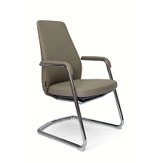 AR-C1802-V Кресло кожа+экокожа, полозья хром обивка светло-серый PW906/K61-1