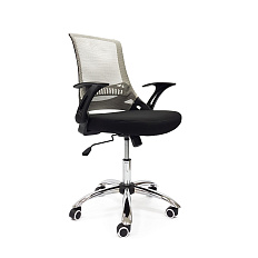 RT-2001Q крупная сетка  Кресло сетка, крестовина хром, ТопГан обивка серый/черный