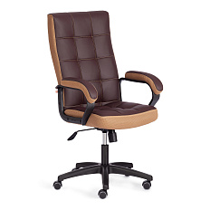 TRENDY (22) Кресло иск.кожа/ткань, коричневый/бронзовый 36-36/21,крестовина пласт. черный, код 19516