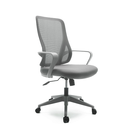 SK-3226B Кресло спинка сетка, сиденье ткань, крестовина серый пластик, обивка серый DJ-20/TX-22