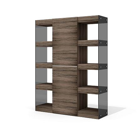 GS-7 Шкаф-гардероб 144х42х185 Глазго / Glass.Go лимба тёмная/стекло тонированное