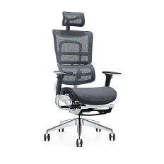 801 Кресло с подголовником сетка, крестовина , механизм оригинальный обивка серый