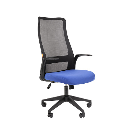 573 Chairman Кресло комбин.сетч.акрил/полиэстер черный/синий,крест.пластик черн, 07134742