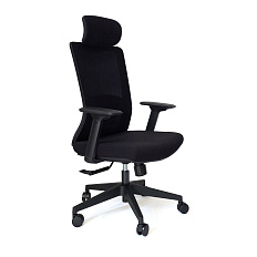 HY-808A Кресло сетка, крестовина чёрный пластик, 3Д подлокотник, обивка черный