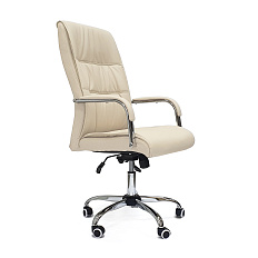 RT-333A Кресло экокожа, крестовина хром, ТопГан Люкс обивка бежевый 70