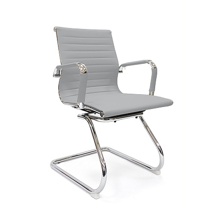 RT-04S Кресло экокожа, полозья хром обивка светло-серый 47