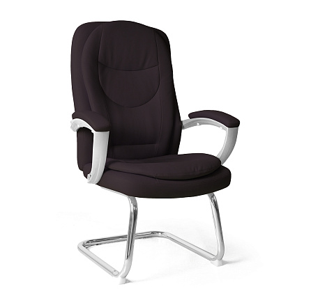 GY-6001 Кресло экокожа+кожзам, полозья хром обивка коричневый