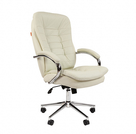 795N Chairman Кресло кожа+к/з, крестовина хром обивка белый, каркас хром, 07116605